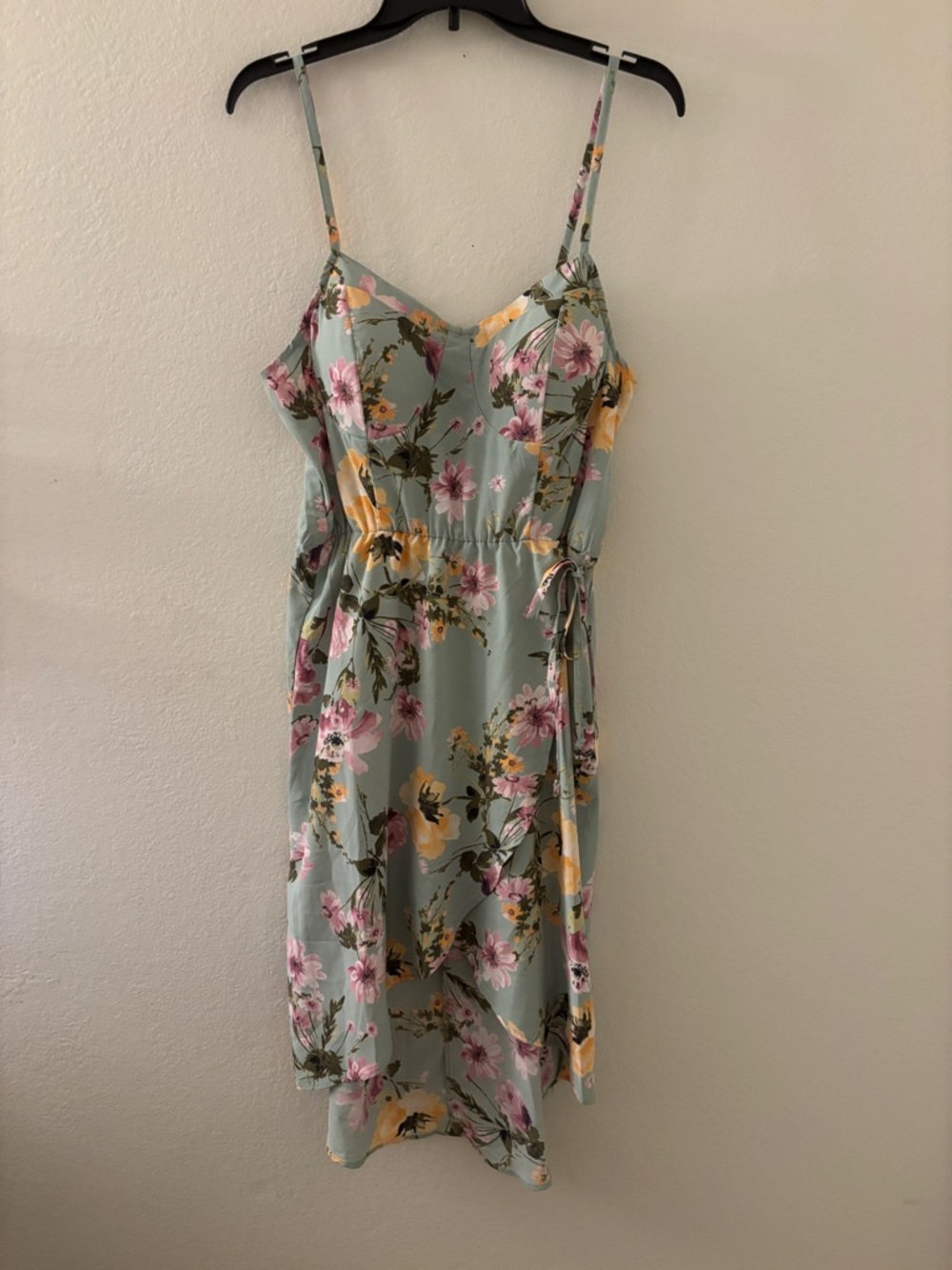 Lily Rose Mint Green Floral Midi Dress with Pink & Yellow Blooms